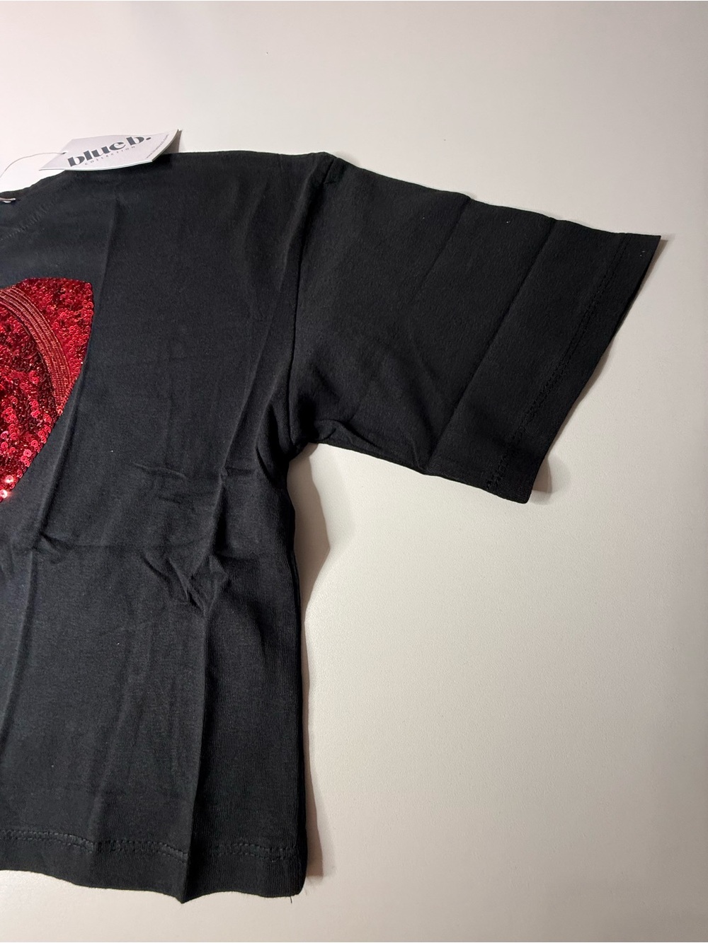 Black Sequin Fringe Football Graphic Tee - Women's Game Day Top - 1113-1116 - Picture 4 of 4